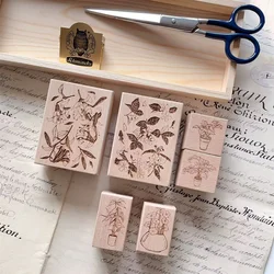 Vintage Floral Moon Jasmine Wooden Rubber Stamp for DIY Scrapbooking Photo Album Card Making