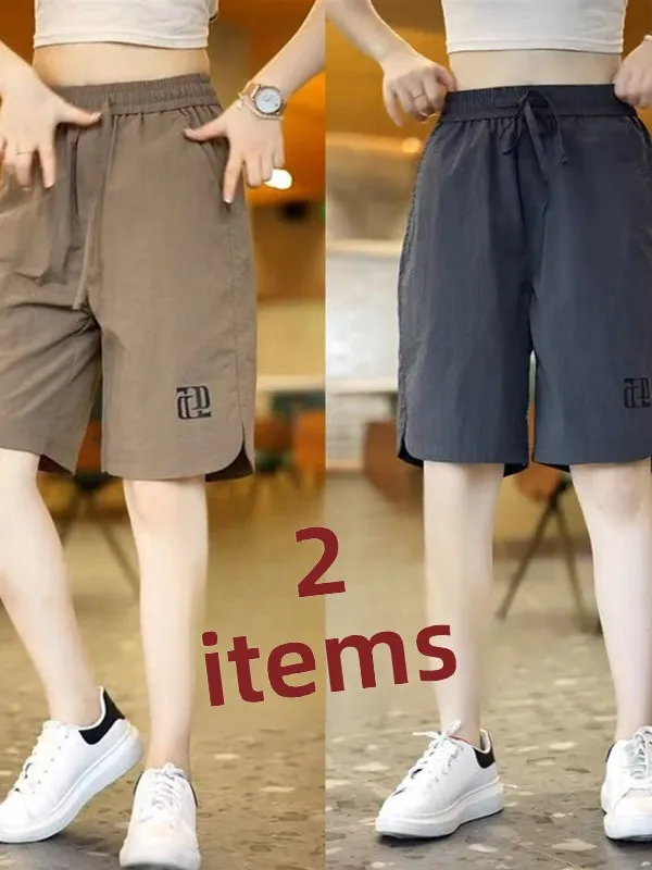 

Мужские лыжи из ледяного шелка, летние повседневные свободные спортивные брюки Qui Dry, пляжная одежда с прямыми штанинами, цвет хаки, молодежный модный тренд