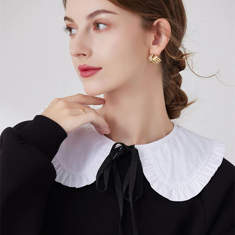 

Shirt Sweater Neck Collar Detachable False Collar Universal White Cape Ruffled Shawl Wrap Scarf Decorative Accessory