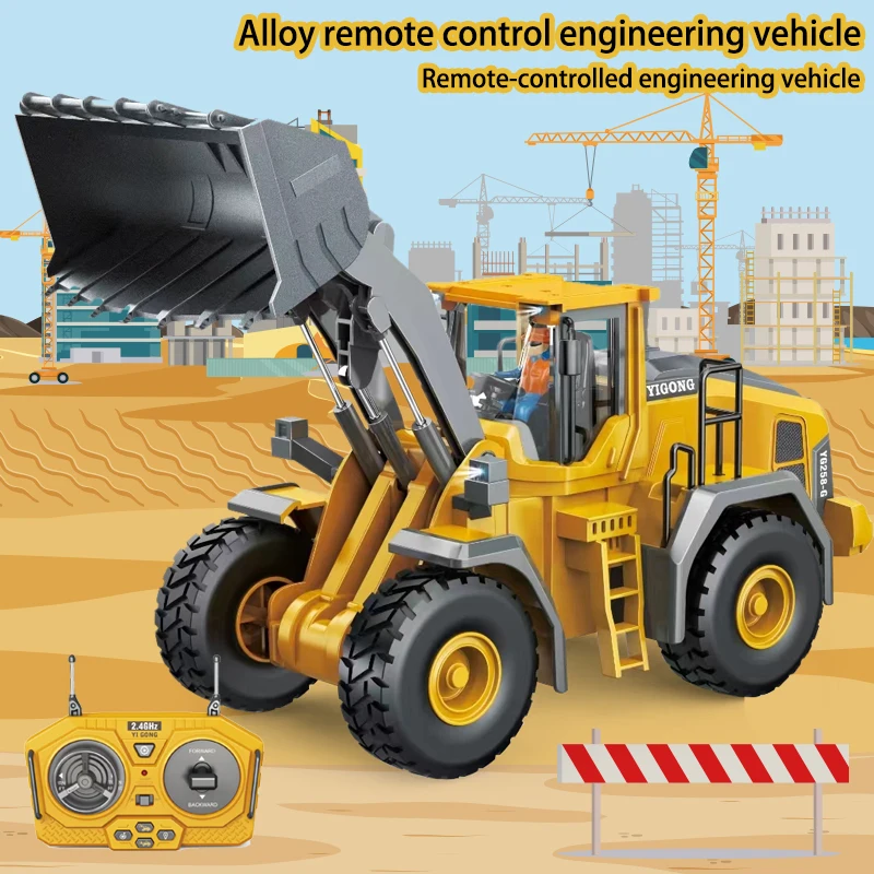 Children'S Alloy Engineering Remote Control Excavator 9-Channel Track Excavator Bulldozer Engineering Remote Control Vehicle Toy