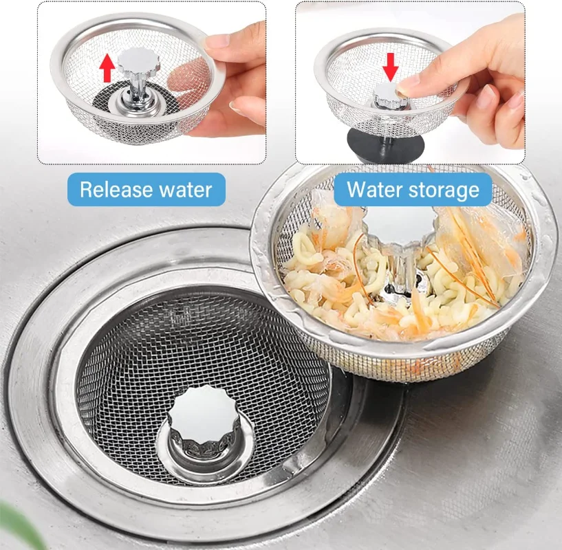 Kitchen Sink Filter Stainless Steel Anti-blocking Sink Sewer Strainers Bathroom Floor Drains Net Hair Catcher Garbage Filters