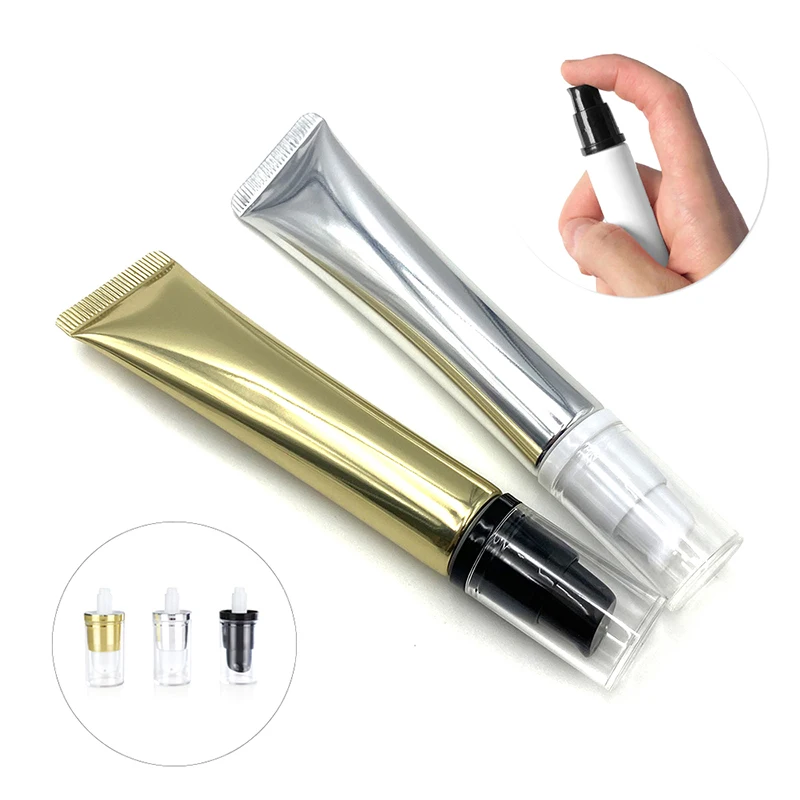 1pcs Empty Squeeze Tube Soft Pump Head Massage Head Hose Sample Bottle Eye Cream Lip Gloss Lotion Cosmetic Container DIY Makeup