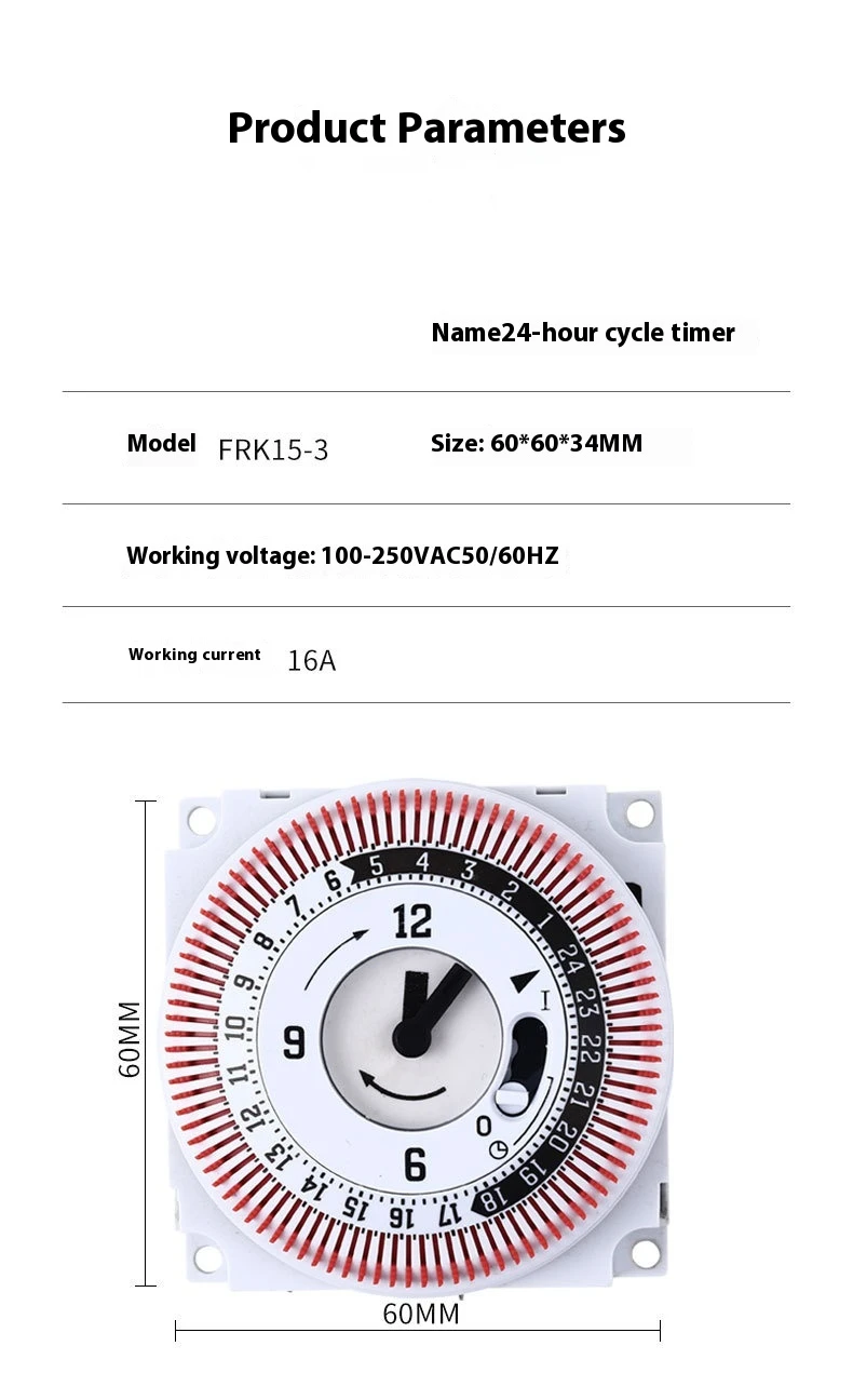 Industrial Timer Movement Intelligent Mechanical Time Control Switch 24-hour Cycle Automatic Power-off Timing Socket