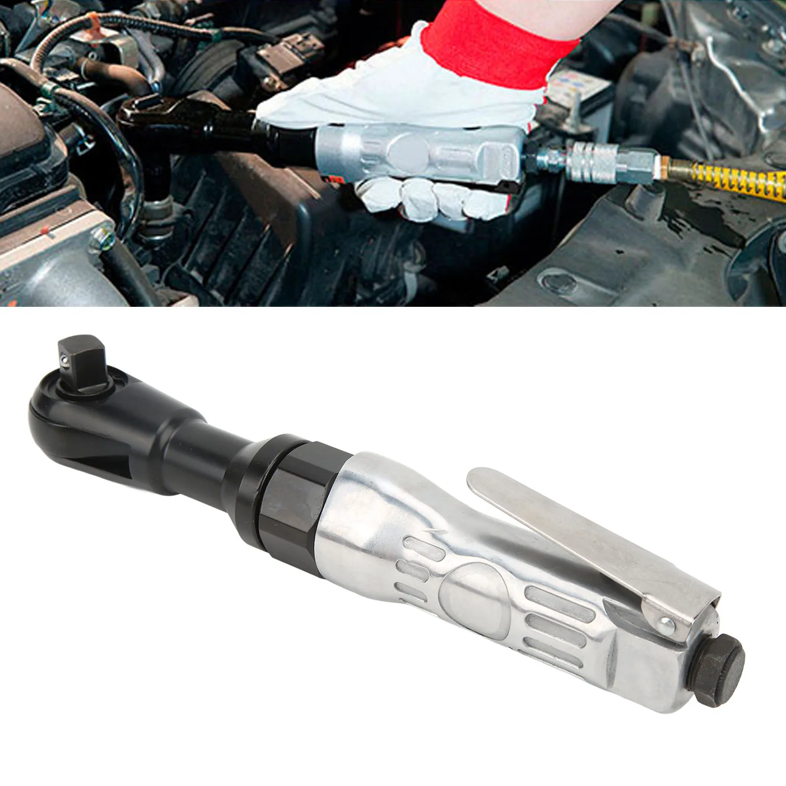 

Пневматический ключ с храповым механизмом 1/2 дюйма, торсионный ключ длиной 61 Нм, длина 260 мм, пневматический гаечный ключ, реверсивный компрессорный инструмент с адаптером