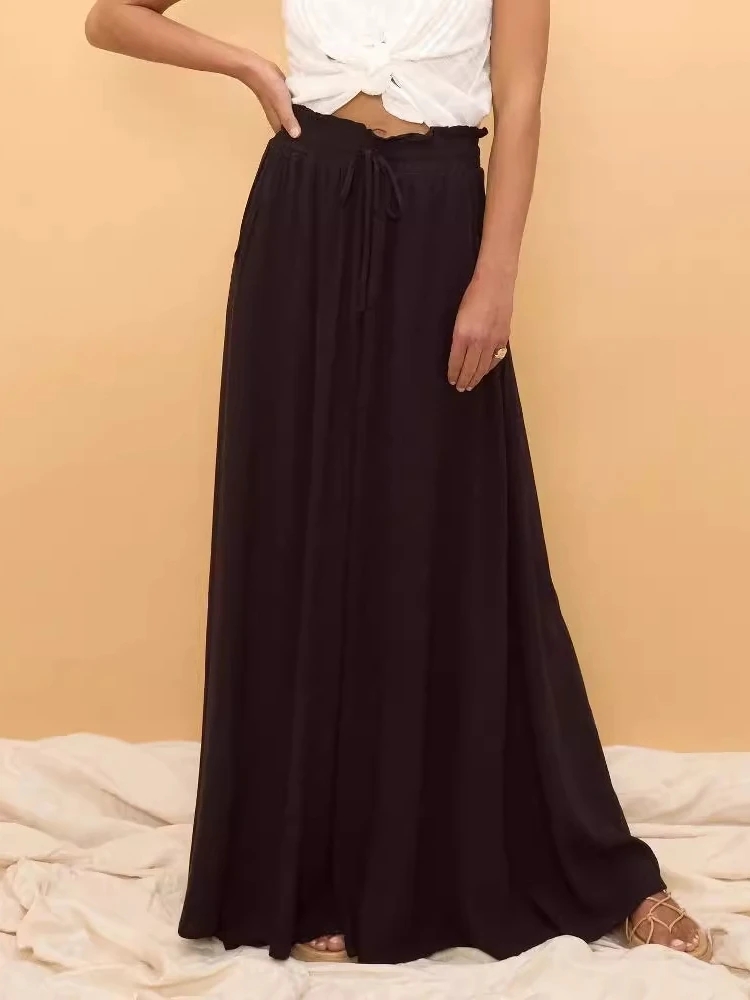 

n Wide Leg Pants Women's Faion Casual Loose Tied Versatile Straight Tube Pants Other Waist Design Polyester Fabric