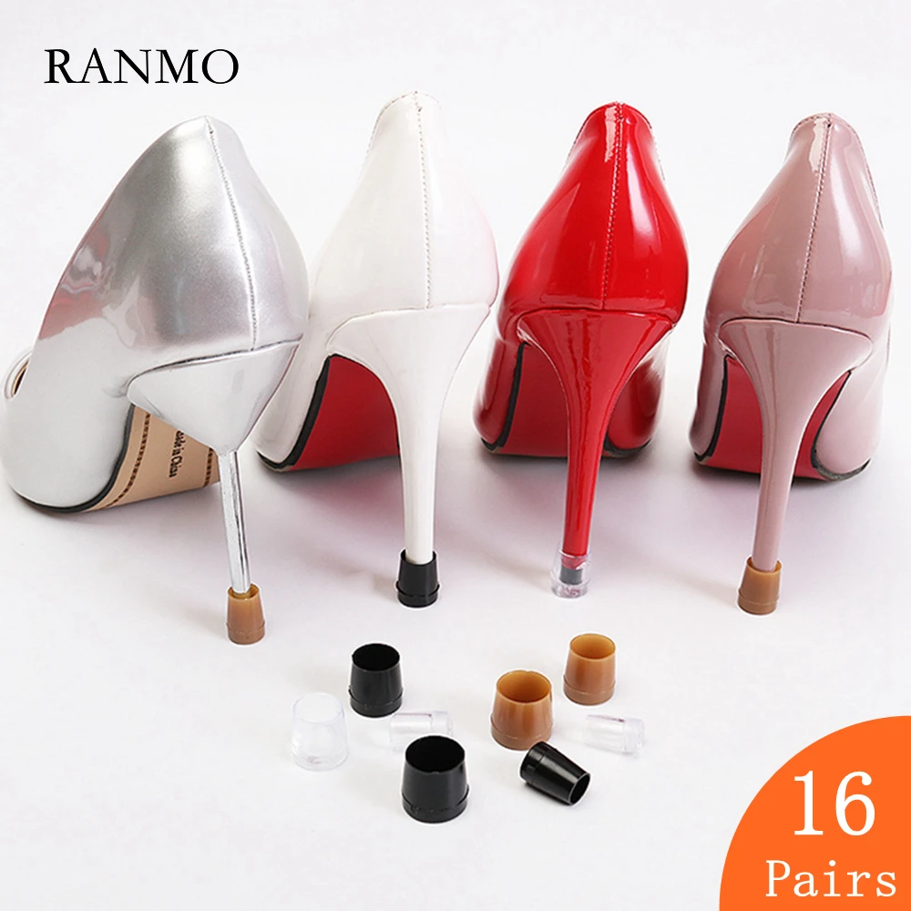 

16 Pairs Round Shape High Heels Protective Cover Non-slip Silencer Heel Protectors Wearable Heel Stoppers Shockproof Accessories