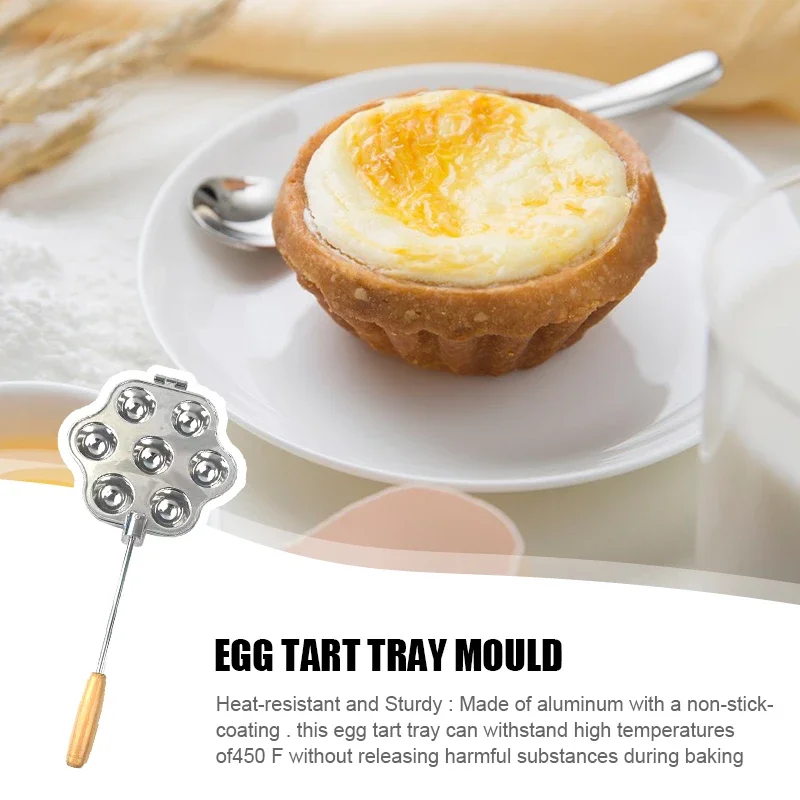 7 Holes Egg Tart Maker Machine Mold Aluminum Alloy Cake Mold Baking Forms Mold Tray for Cupcakes/Muffins/Cookies/Pies/Pudding