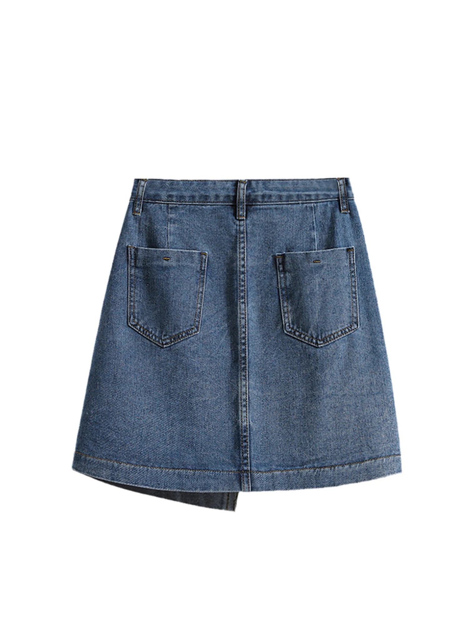 Women's Blue Mini Pleated Denim Skirt Vintage 2000s High Waist Jean Skirt Harajuku Korean Style Y2k A-line Cowboy Skirt Summer