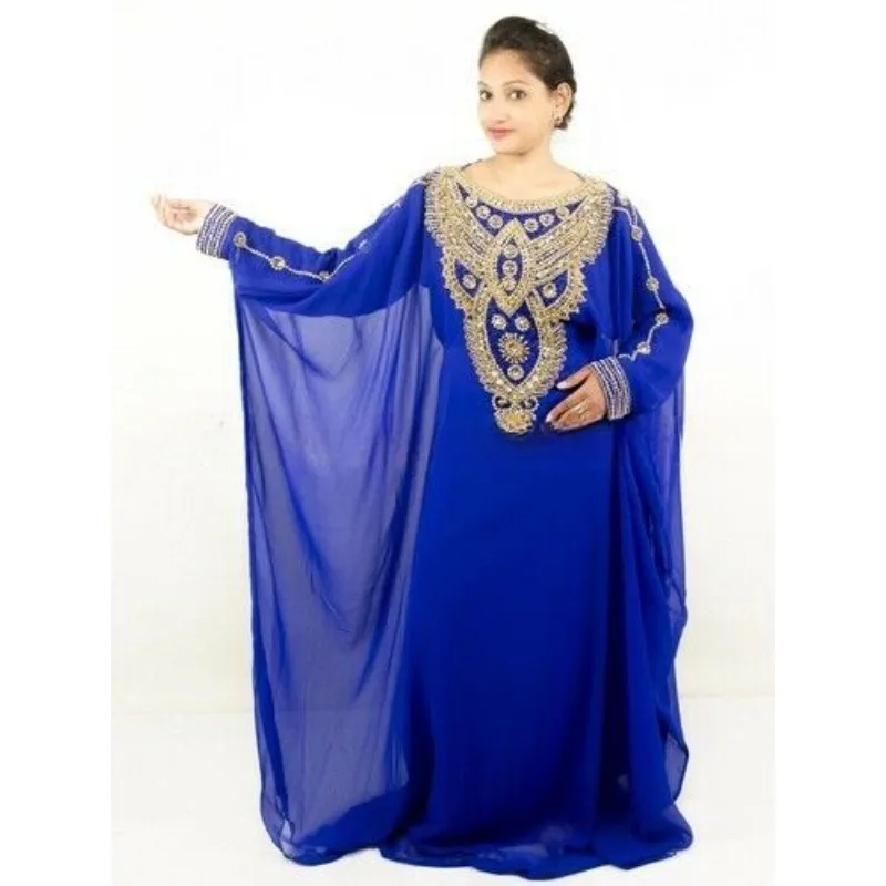 

Moroccan Designer Farasha Georgette Kaftan Dubai Abaya MIX Arab Kaftan Indian Clothes