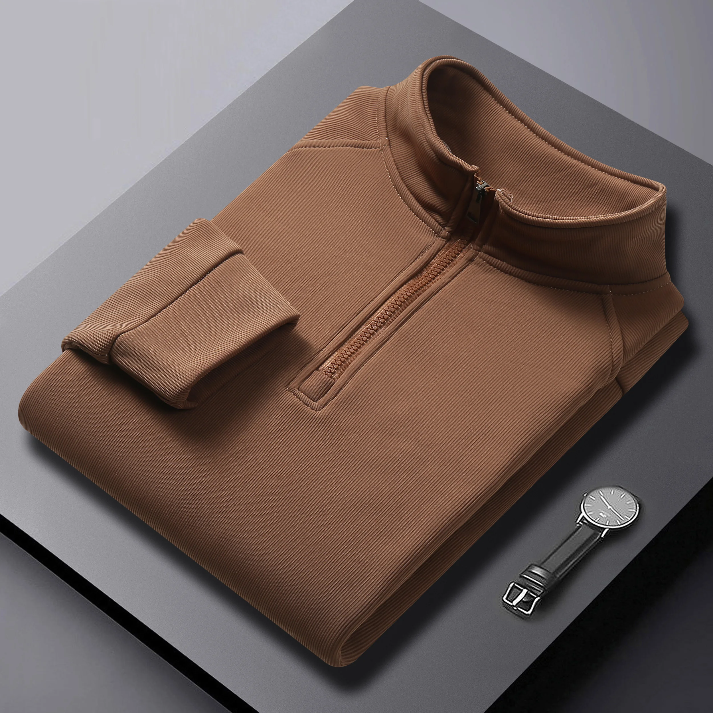 Brand Quality Thicken Warm Fleece Jacket for Men Zipper Neck Pullover Men's Sweatshirt Soft Shell Mens Jacket 2026