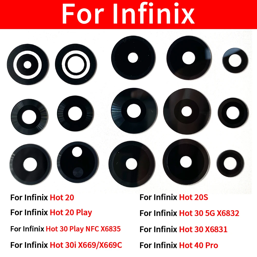 Good Quality Camera Glass For Infinix Hot 20 20S Play 30 5G 30i X669 40 Pro Rear Back Camera glass Lens With Glue Adhesive