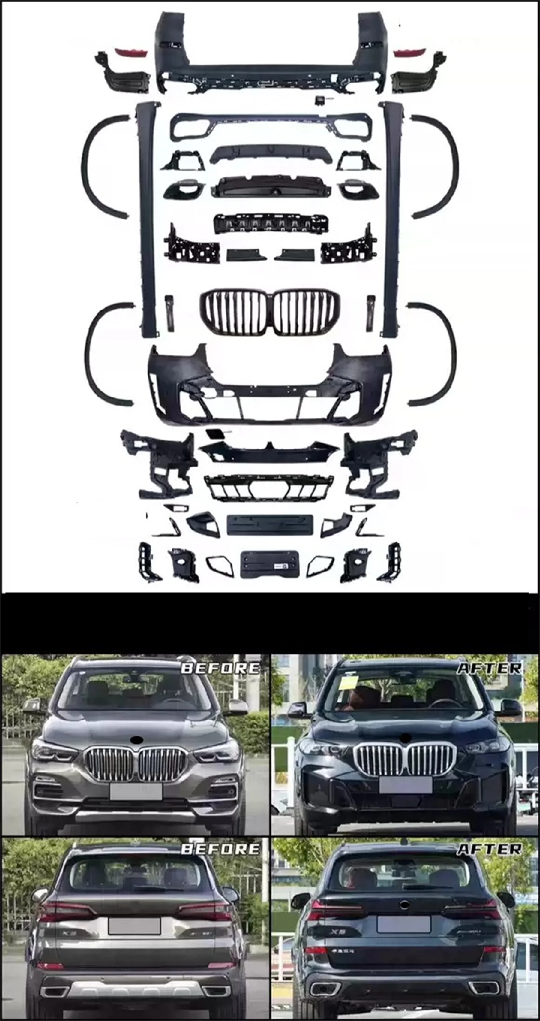 Car Front Rear Bumper surround Grille side skirt Body kit for BMW X5 G05 Upgraded X5M X5MT