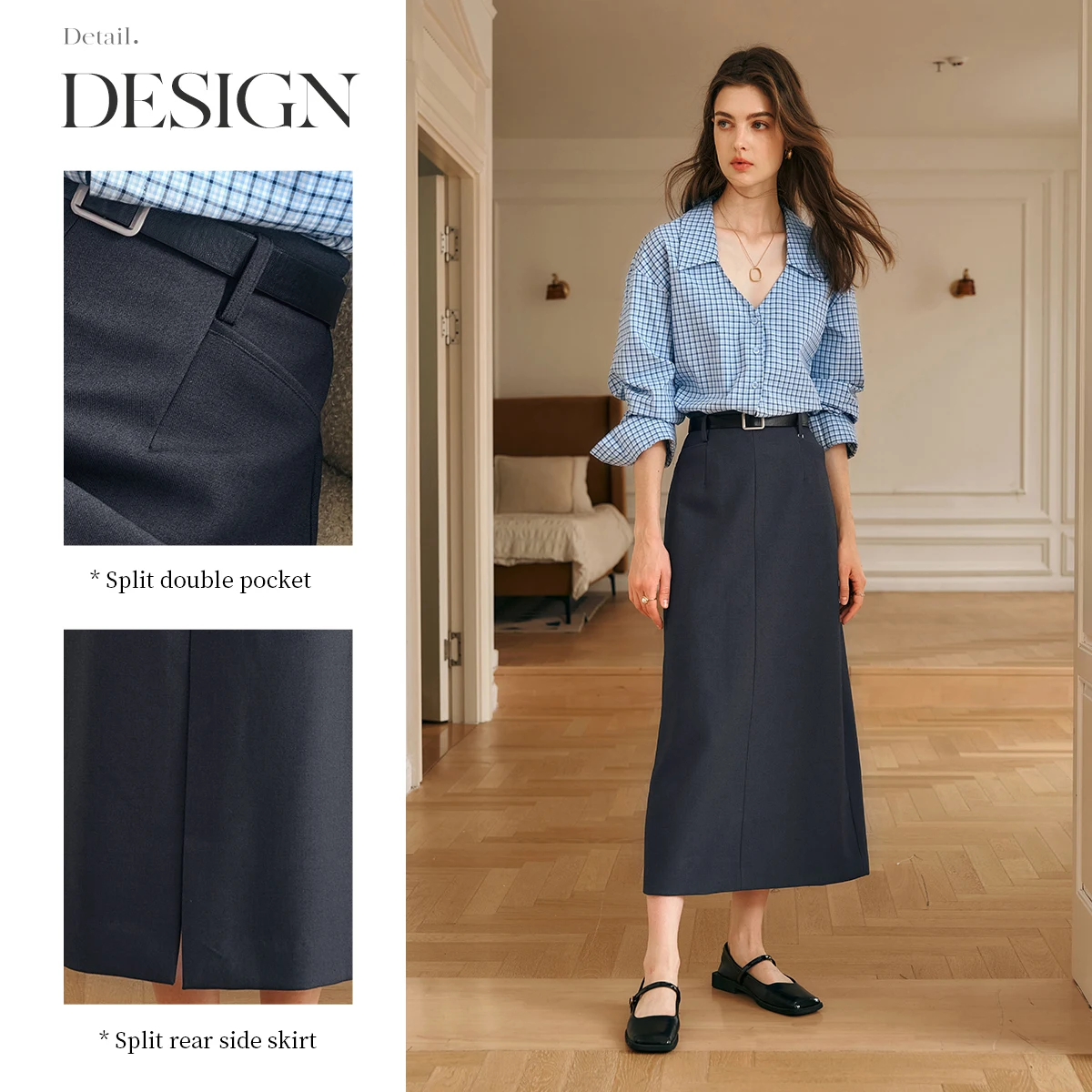 Olrain saia cinza feminina 2025 novo temperamento commuter saia longa reta roupas femininas m57cb95858