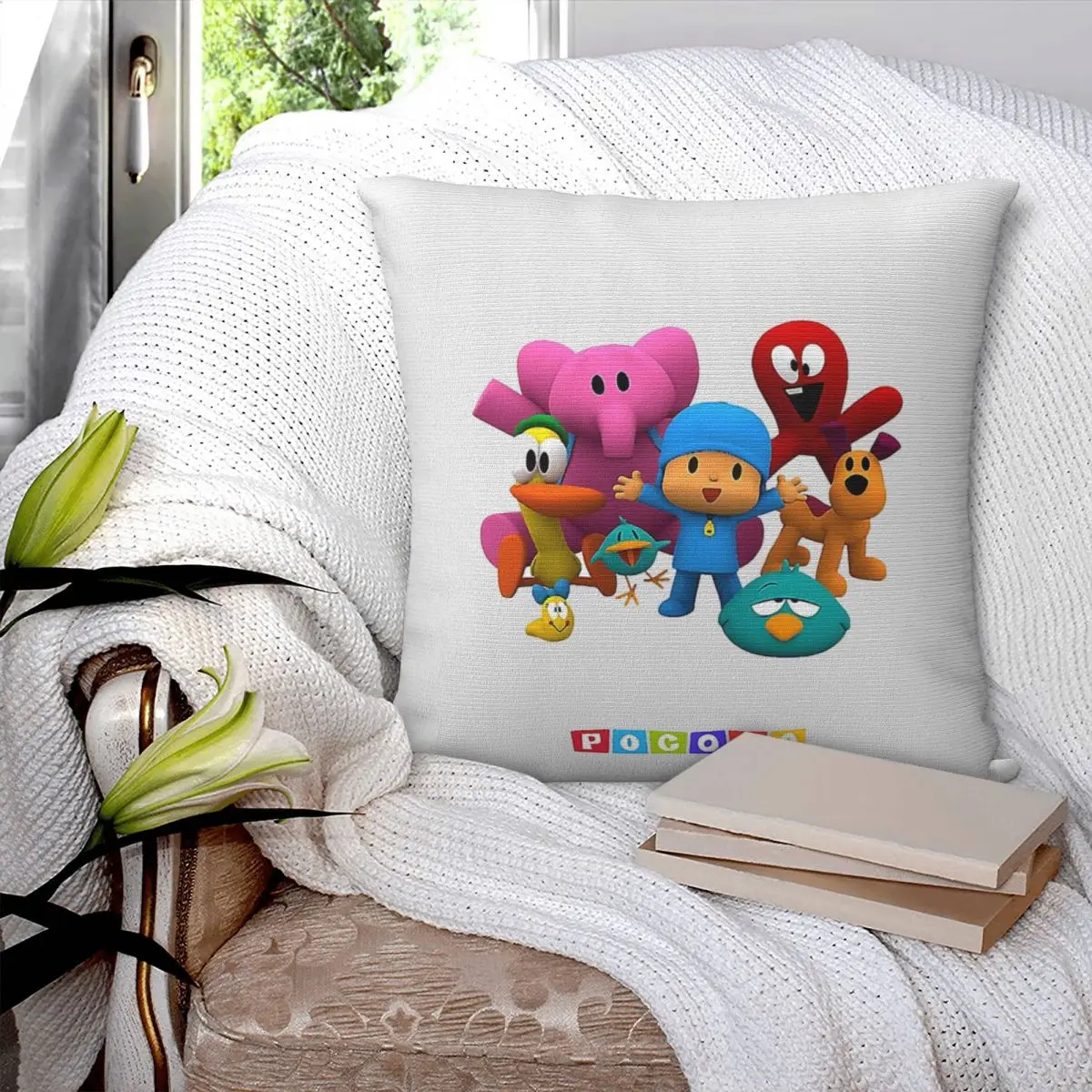 Happy Birthday Boy-Girl-Pocoyo! Square Pillowcase Pillow Cover Polyester Cushion Decor Comfort Throw Pillow for Home Car