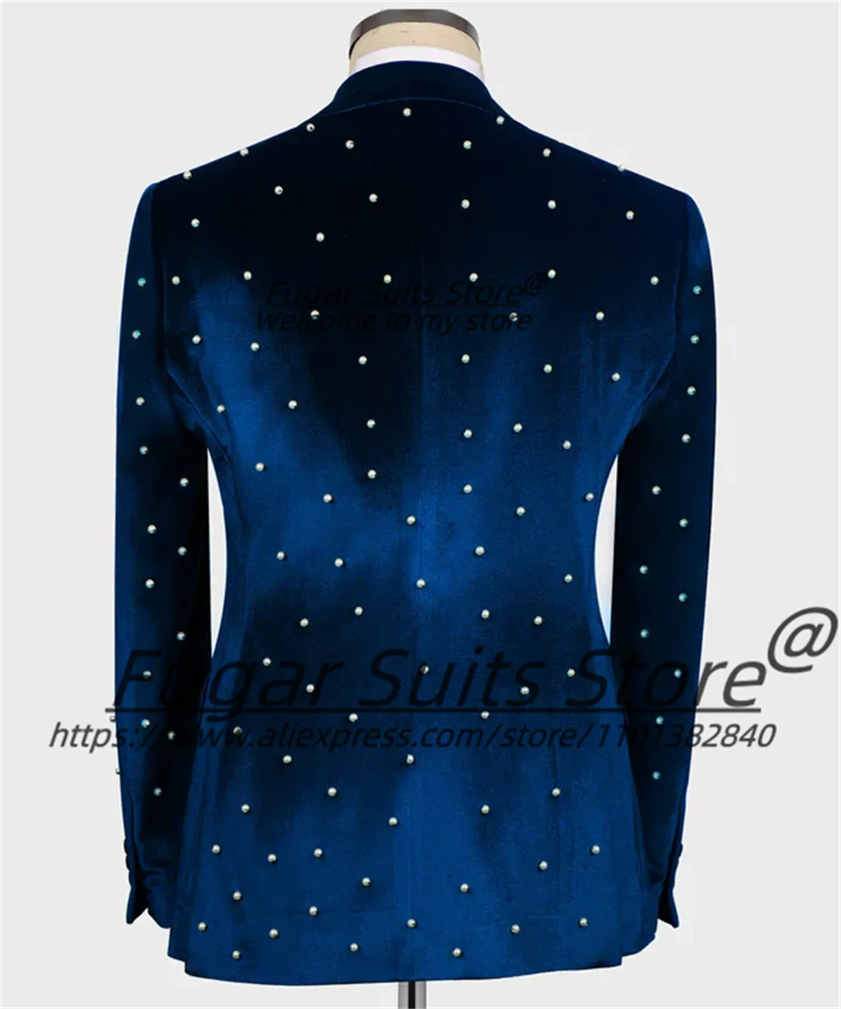 الأزرق الملكي الفاخرة الرجال الدعاوى تألق الماس العريس الزفاف البدلات الرسمية سليم صالح الذروة التلبيب 3 قطع مجموعات الذكور Praty حفلة موسيقية الحلل #2