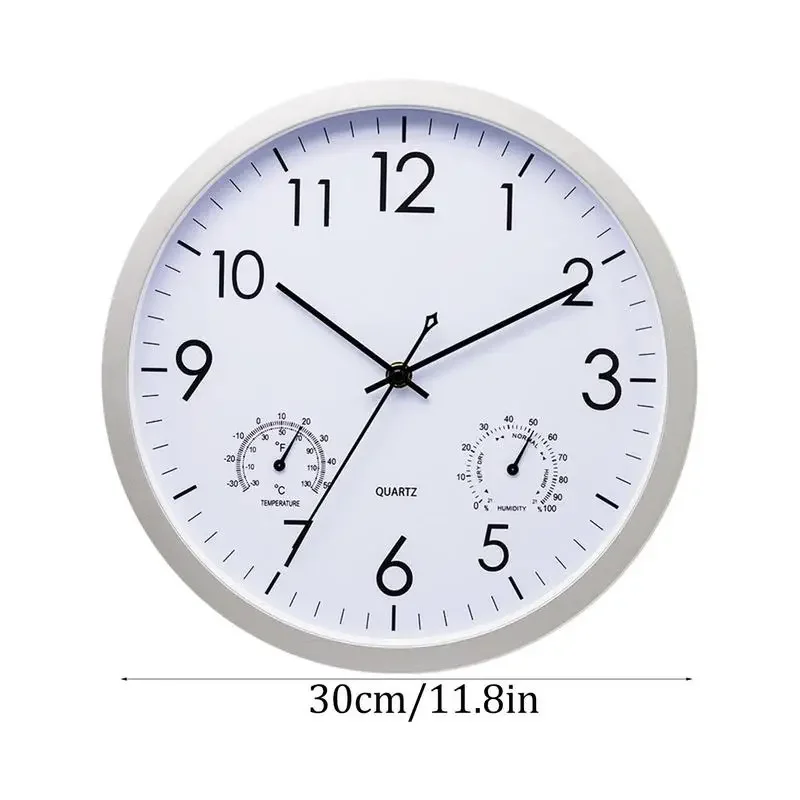 Outdoor Clock Decorative Round Clock With Thermometer and Humidity Large Wall Clocks Waterproof Elegant Retro Silent Clock view 5