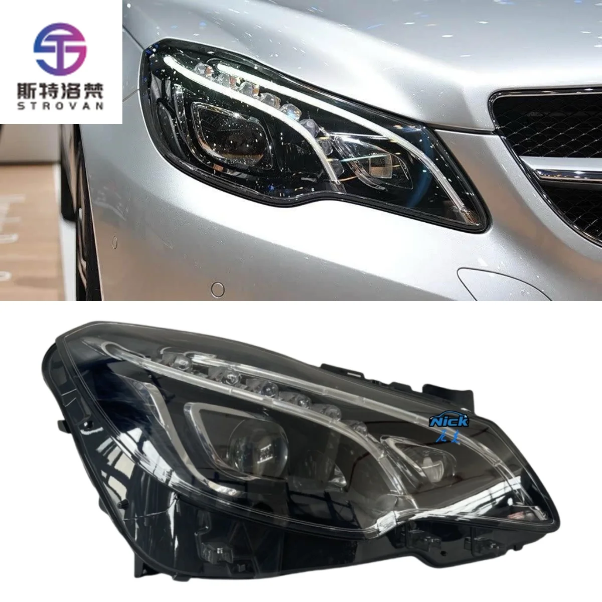 For E-Coupe W207 Headlights 2015-2018 E207 E260 E300 E350 E400 E550 E43 E63 Pair Left and Right Original Geometric Headlamp