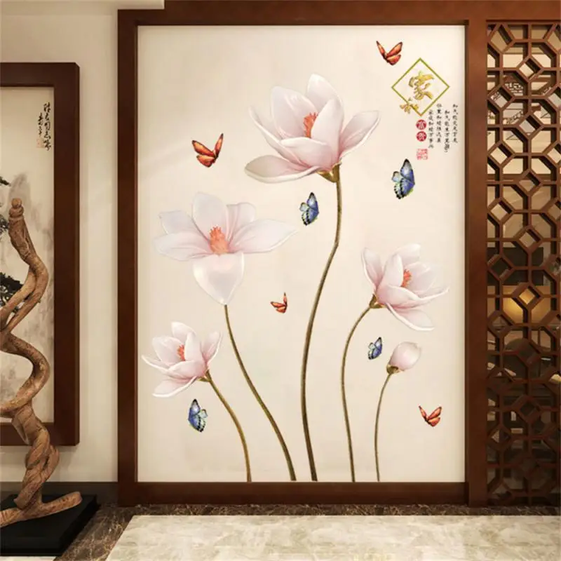 Furi Home Indoor Tv Background Wall Peony Flower Wallpaper Mural Rich Lotus Jewelry Living Room Embossed Magnolia Furniture