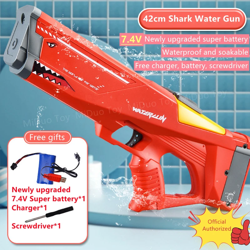 Big Automatic Water Gun Toy Electric Shark Water Shooter High Pressure Spray Summer Pool Party Games Toys For Chidren Adult