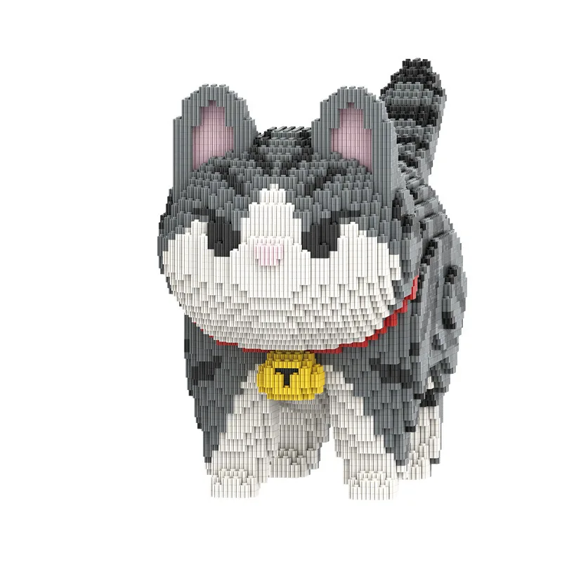 28Cm High Raccoon Cat Building Block Series Small Particles Educational Assembly Toy Children and Girls Creative Model Ornament
