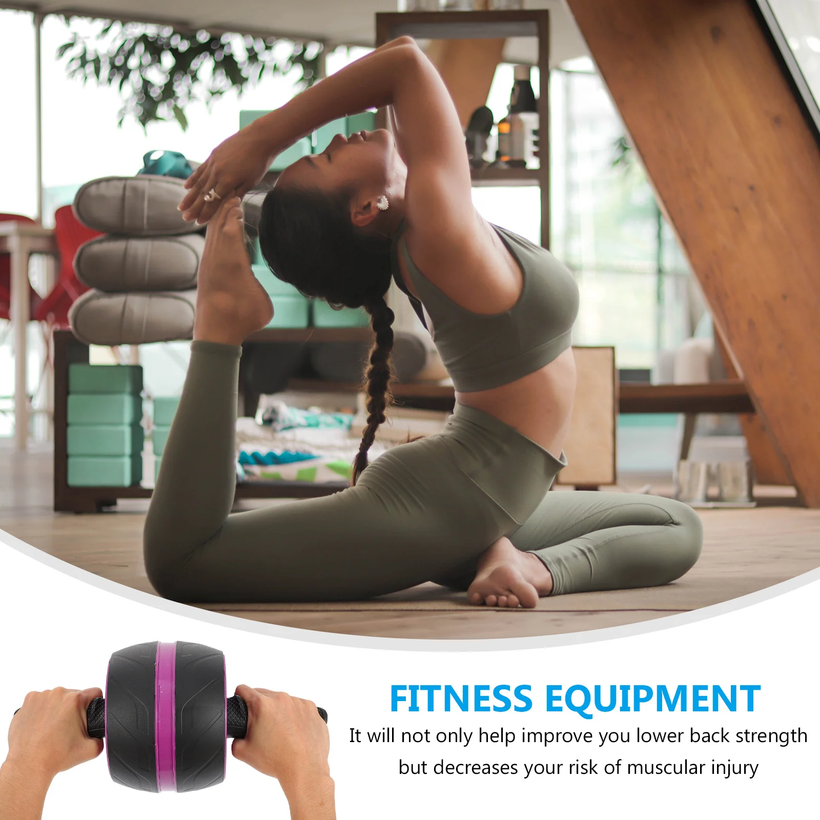 

1Pcs Abdominal Trainer Wheel Ergonomic Grip Durable Fitness Roller Exercise Equipment for Core Fat Burning Fitness Equipment