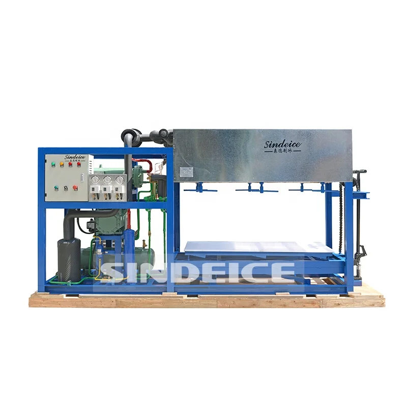 SINDEICE, máquina para hacer hielo de bloque transparente, precio directo Industrial, 1 tonelada, para plantas de hielo, comercio, compresor Emerson, núcleo de Motor PLC