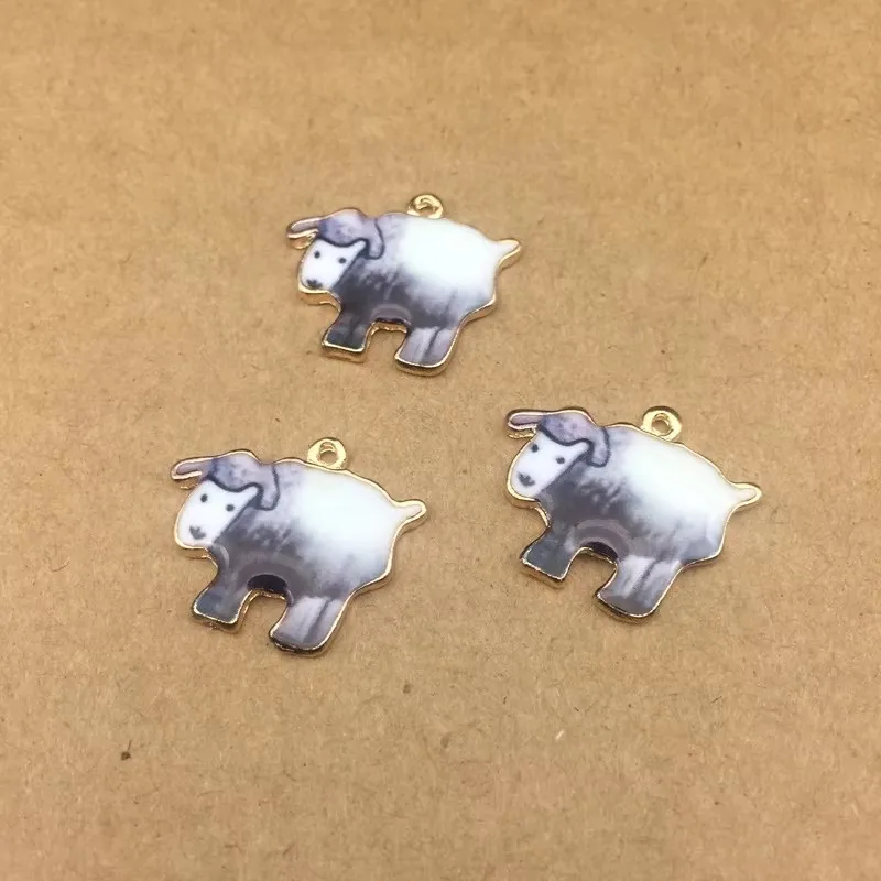 10pcs 13x22mm Alloy Jewelry Enamel Sheep Lamb Charms Animal Pendant Accessories Necklace Earrings Pendant Handmade Diy Material