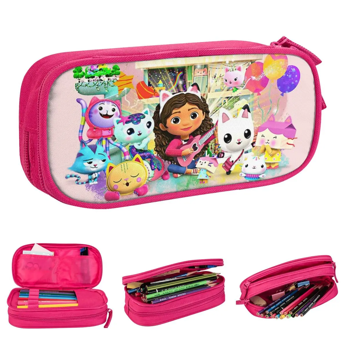 

Розовые пеналы Gabbys Lovely Dollhouse, милые мультяшные пеналы-косметички, коробки для ручек для студенческих сумок, школьные принадлежности, подарки, канцелярские товары