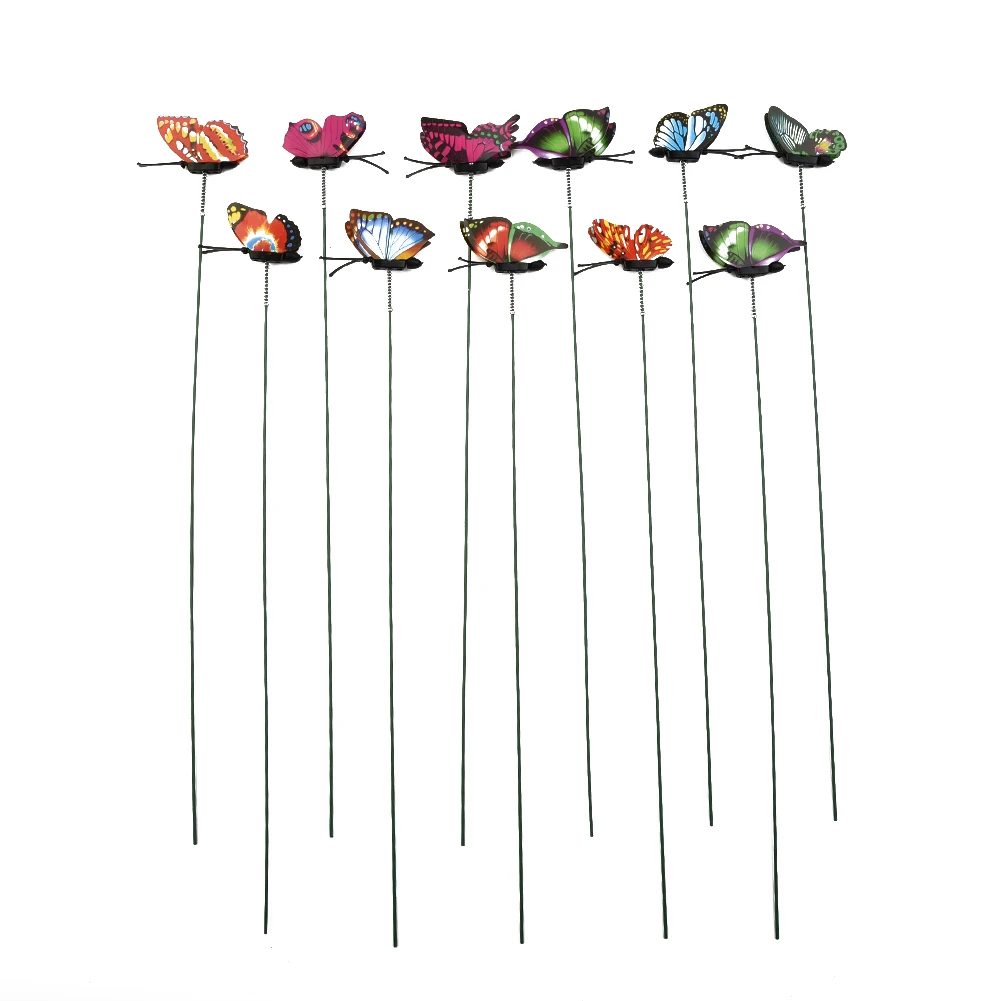 50Pcs Butterfly Garden Stakes Outdoor Wind Vibrating PVC Lawn Ornaments For Flower Pot Bed Yard Art Decor Random Colors