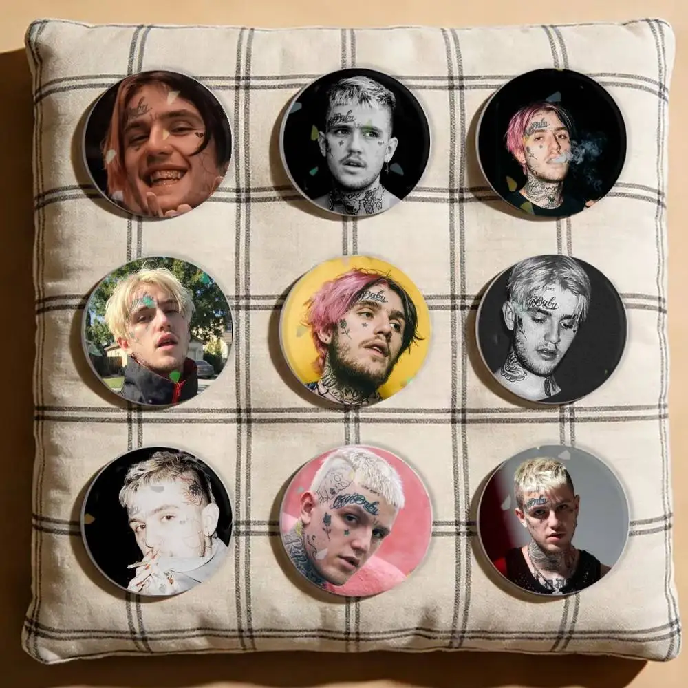 

Rapper L-Lil Peep Hellboy Laser Badge Creative Pins Brooch for Bag Clothes Hat Decor Gifts Fans Collect
