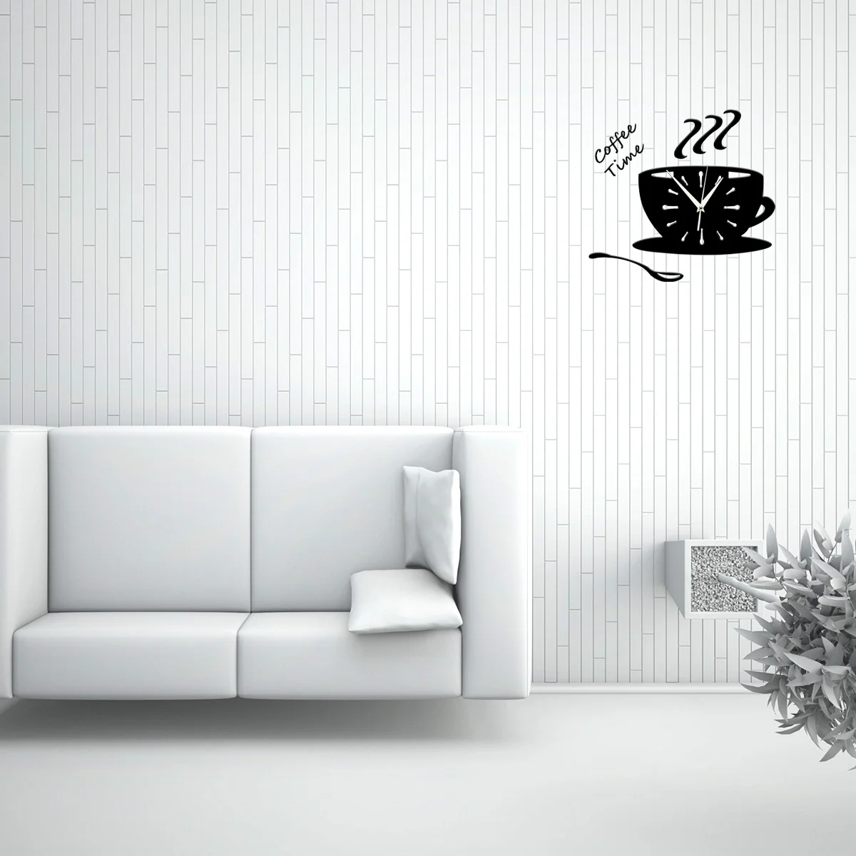 

DIY 3D Acrylic Coffee Cup Wall Clock Black Kitchen Decor Modern Home Accessory Unique Hollow Numeral Design Wall Clock