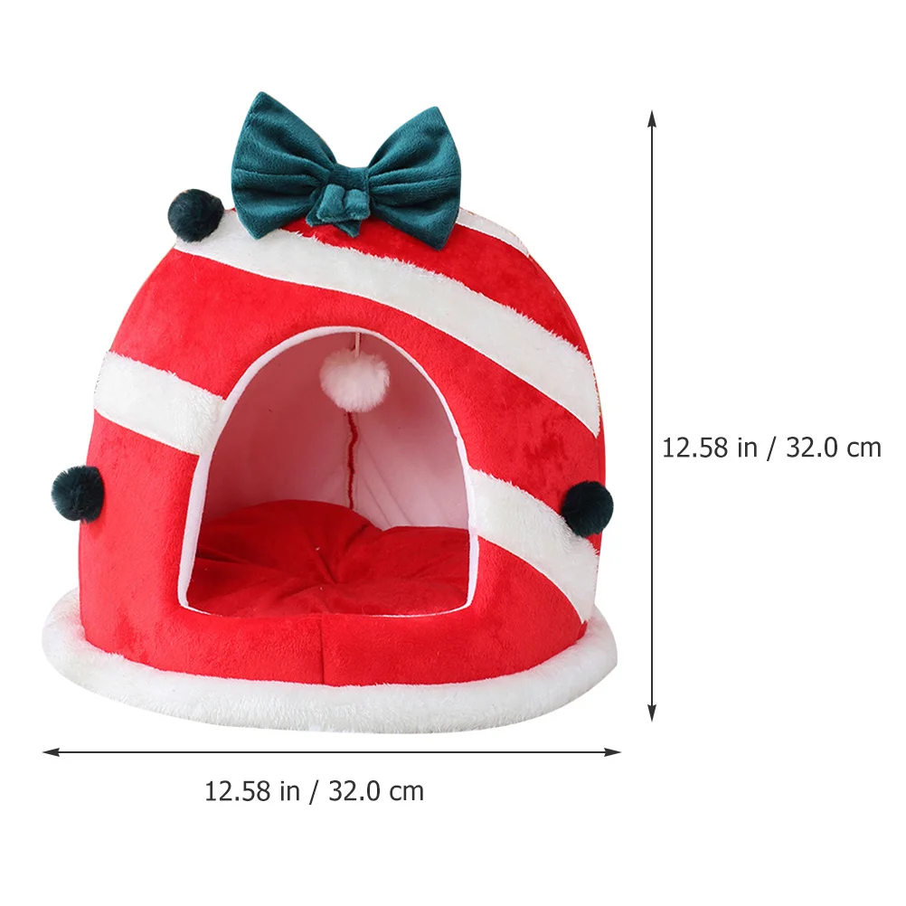 

Christmas Pet Bed Cartoon Cave Nest Xmas Kitten Hut Hideout for Small Dog Cat Bunny Comfortable Sleeping Christmas Cat Bed
