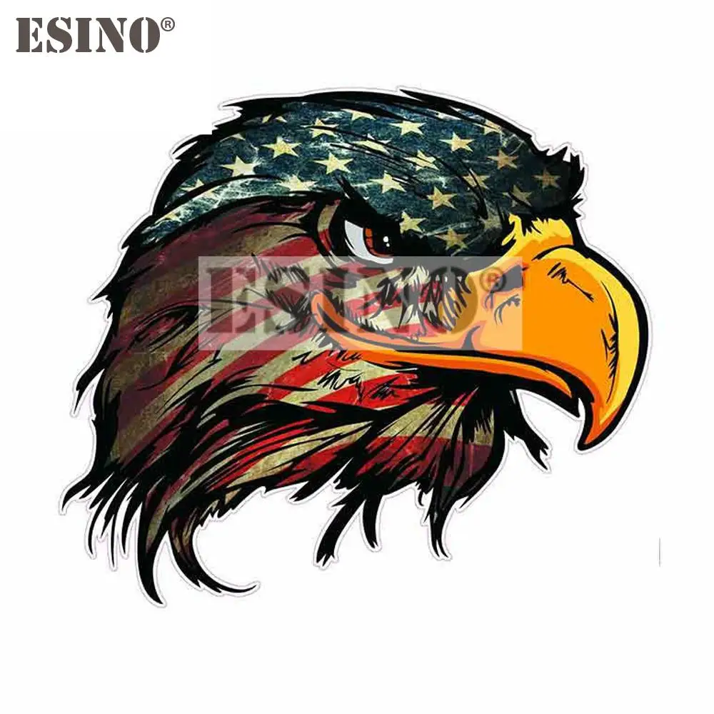 

Car Styling Creative Flying Bald Eagle Head USA American Flag Decal Cartoon PVC Waterproof Car Body Sticker Pattern Vinyl