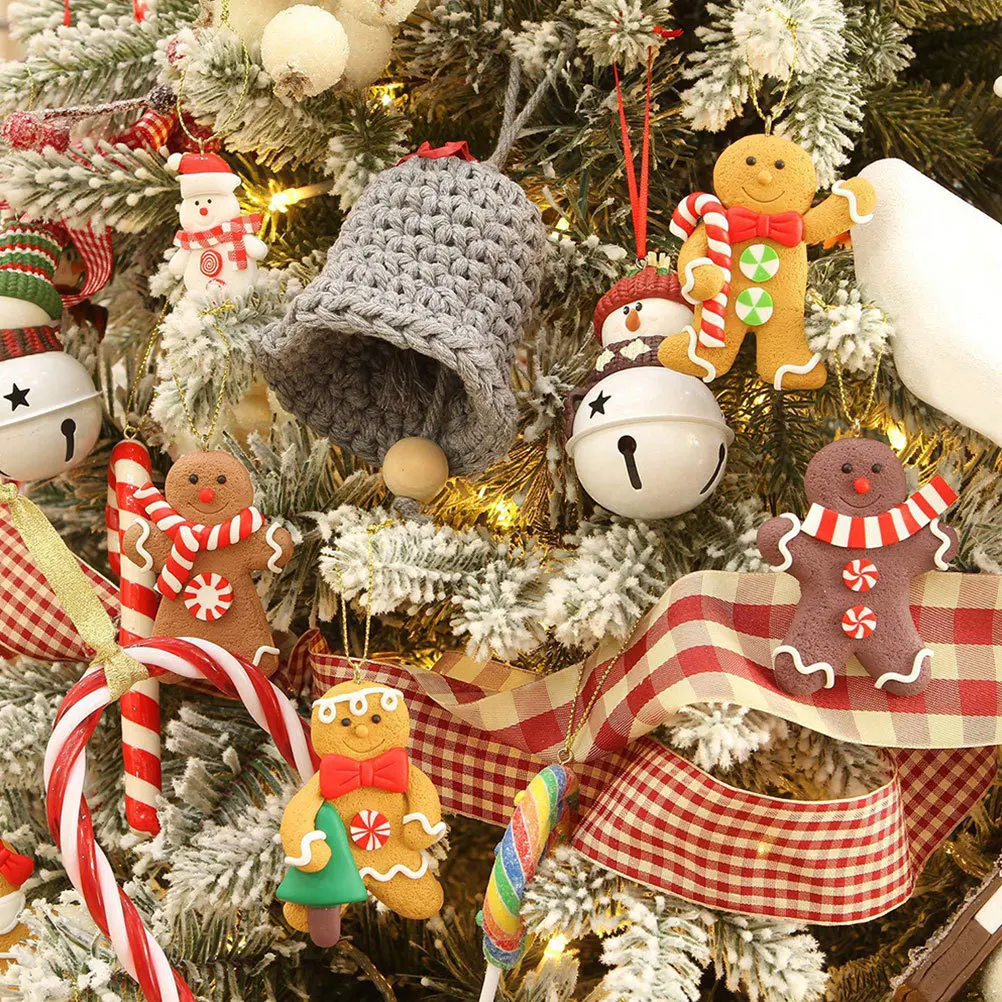 

12pcs Christmas Gingerbread Man Hangings Pvc Tree Pendants Festive Home Decorations Holiday Pendant Decors Xmas Supplies Hanging