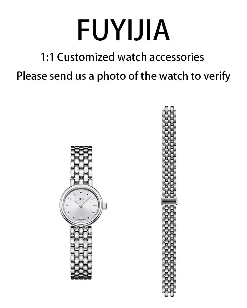

FUYIJIA Women Custom T-issot T-GOLD T058 Original Watchbands 10MM Tooth Shaped Interface Strap 316L Stainless Steel Bracelet Top
