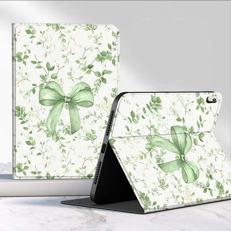 Green Leaves Bow For Huawei MediaPad MatePad Pro Air 12 X T5 T10S M6 M5 C5e SE 11 11.5 10.4 Inch Tablet Case