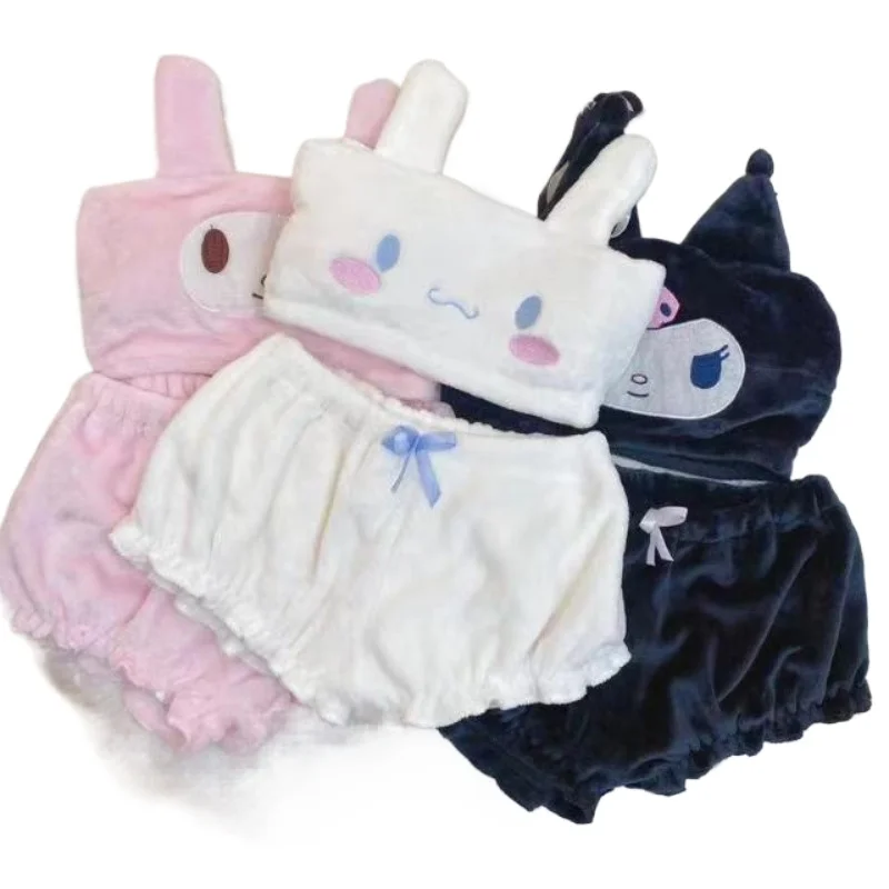 

Sanrio Kuromi Melody Anime Cartoon Kawaii Plush Sexy Pajamas Women's Two Piece Pajamas Women's Underwear Shorts Camisole Bra Set