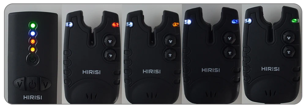 Hirisi Drahtloses Karpfenangel-Alarmset 1+4 Wasserdichter Angelwarnmelder SQ-4 Bissanzeiger – Detail 8