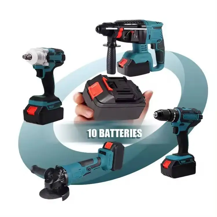 Factory Low Price Promotion High Power Electric Tool Set Include Drill Angle Grinder Electric Wrench Screwdriver Set Kit
