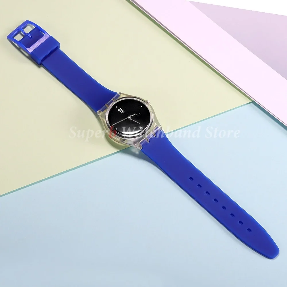Резиновый ремешок для Swatch, красочный спортивный ремешок, сменный браслет на запястье, 16 мм, 17 мм, 19 мм, 20 мм, силиконовые аксессуары для часов