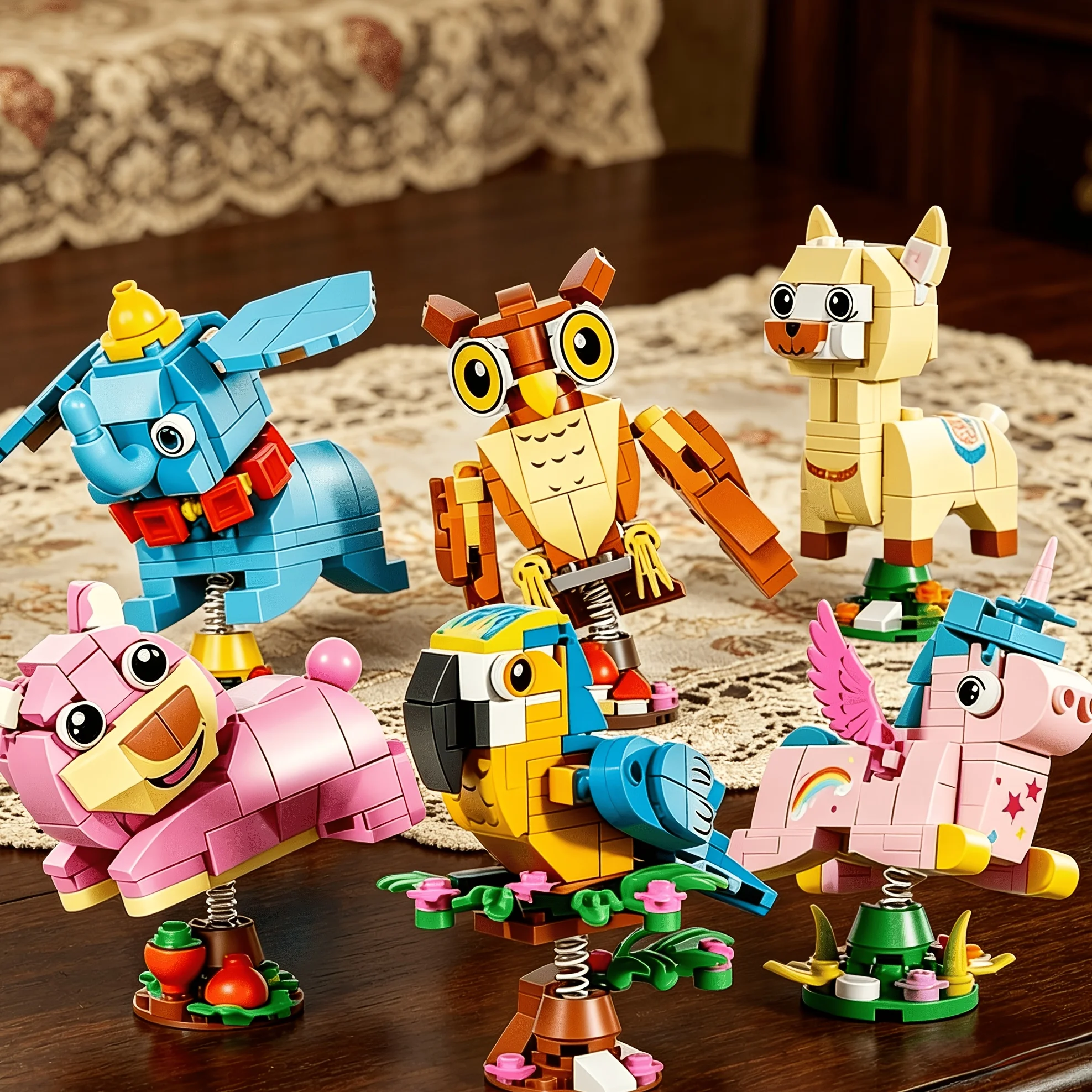 6-Pack of Adorable Pet Building Block Models, Educational Toys That Cultivate Concentration, Classification Skills, and Logical Thinking, Durable and Suitable for Sharing, Entertainment, and Educational Games—Fun Building Block Toys, Brightly Colored and Full of Creativity Tv Cabinets, Dining Table Decorations, and Home Decor Pieces Are Great Gifts for Birthdays, Halloween, Christmas, Valentine's Day, and Other Holidays.