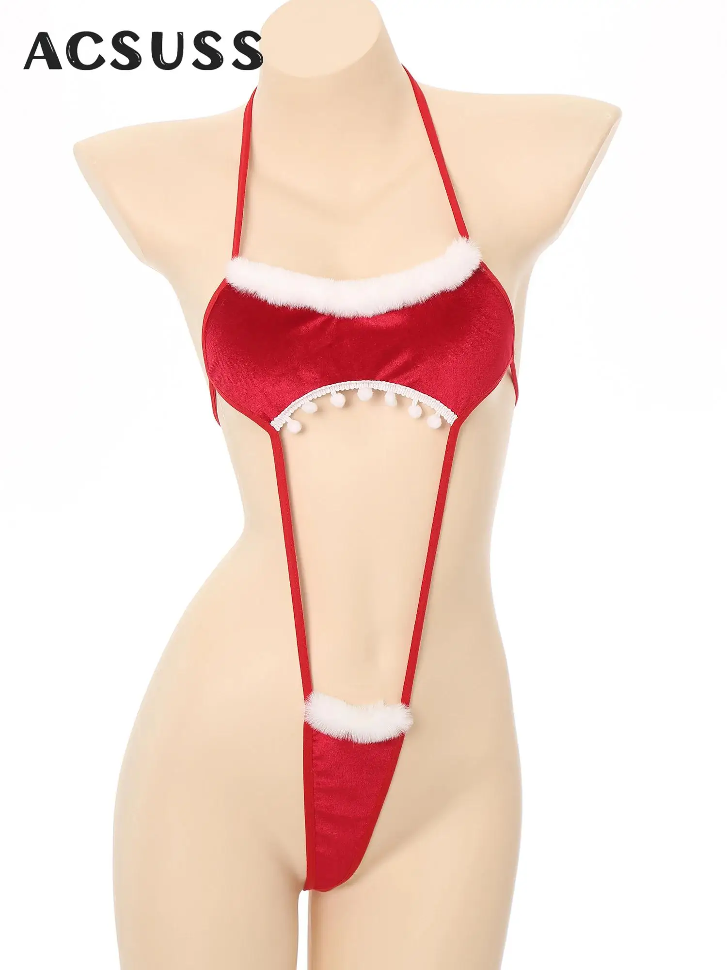 

Women Sexy Lingerie Bodysuit Velvet Cut Out Jumpsuit Exotic Teddies Jumpsuit Nightwear Christmas Nightclub Rave Party Clubwear