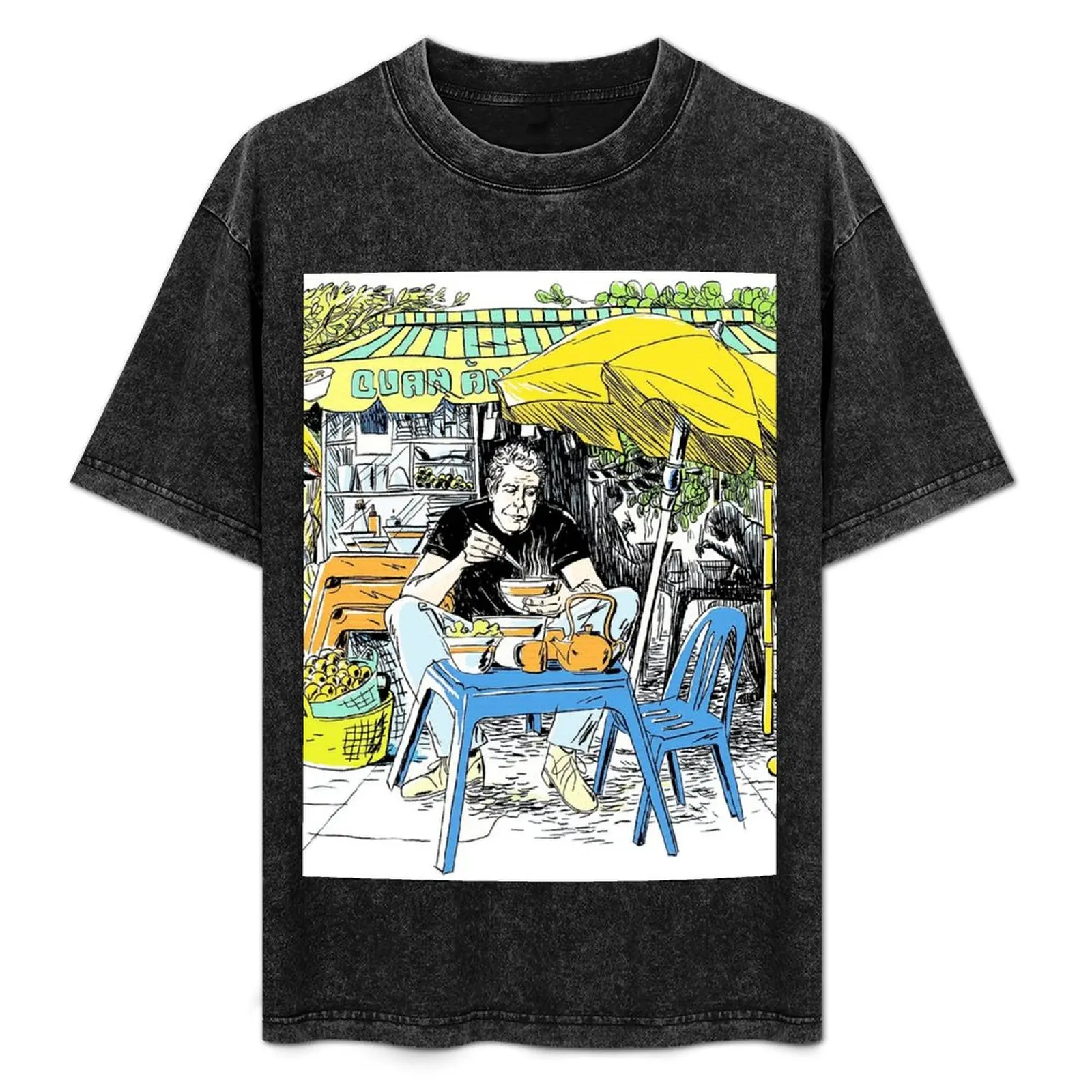 

Anthony Bourdain Drawing T-Shirt Casual Minimalist Short Sleeve Top