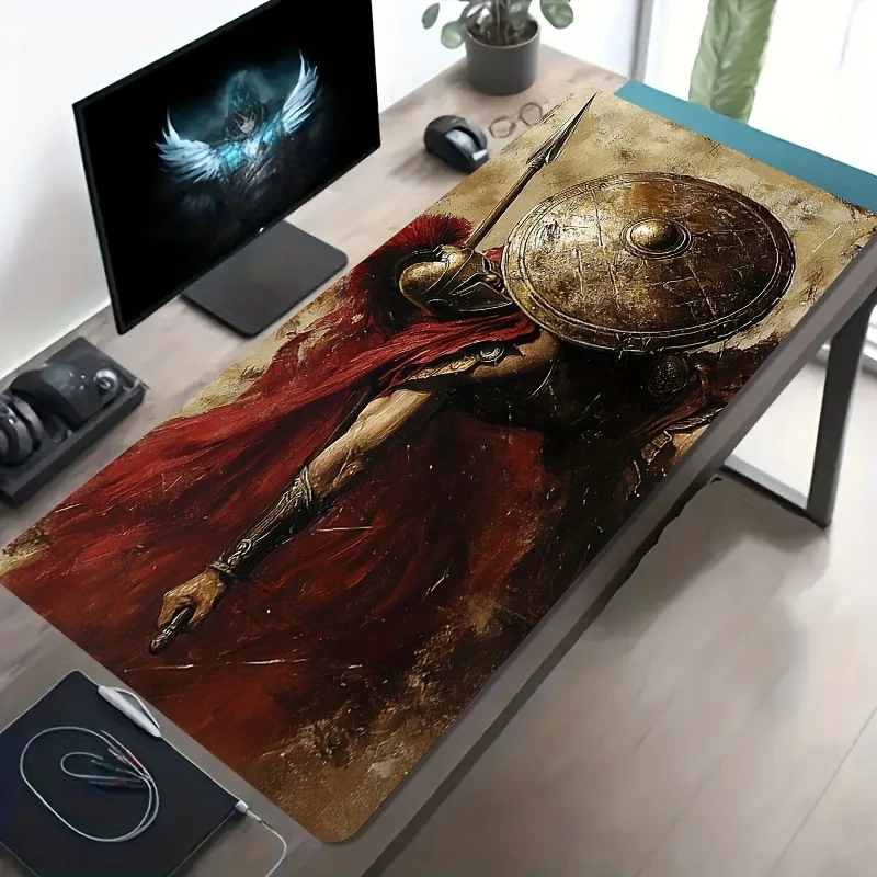 

Игровой коврик для мыши Spartan Warrior Spear Shield, большой, нескользящий, для геймеров и офиса