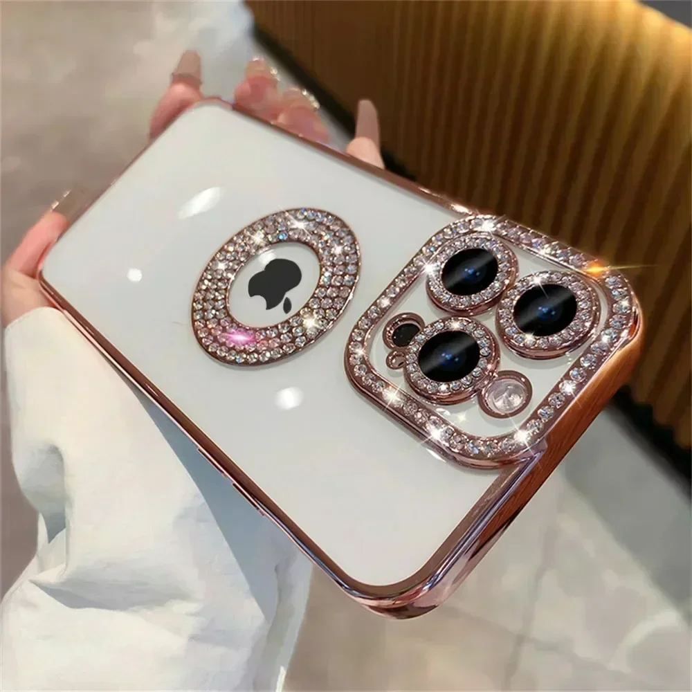 Luxury Diamond Glitter Woman Case For iPhone 15 14 12 11 13 Pro Max Plus Clear Cute Back Cover For 14 15 Plus Phone Accessories