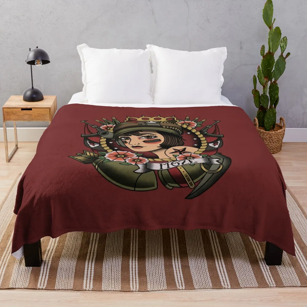 

1920’s Tattoo Style Moze Portrait Throw Blanket Sofa Luxury Brand Blankets Sofas Of Decoration Soft Big Blankets