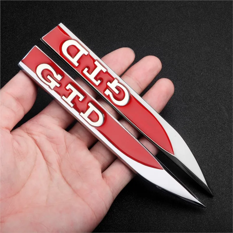 2PCS Car 3D Metal GTI GTD R Logo Side Body Fender Emblem Stickers per Volkswagen VW Tiguan Jetta Mk6 Scirocco Polo Passat B6 B8