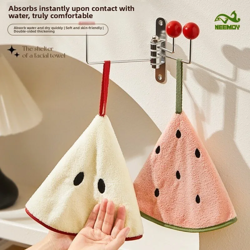 

Hangable Hand Towel Strong Water Absorption and No Shedding Kitchen Hand Towel Wool Bathroom Cartoon Children's Handkerchief