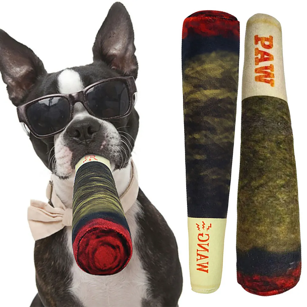 Dog Simulation Cigar Plush Sound Puppy Toys Green Stick Dogs Pet Chew Bite Toy With Squeake Stuffed Raw Dog Joint Toys Spot Good