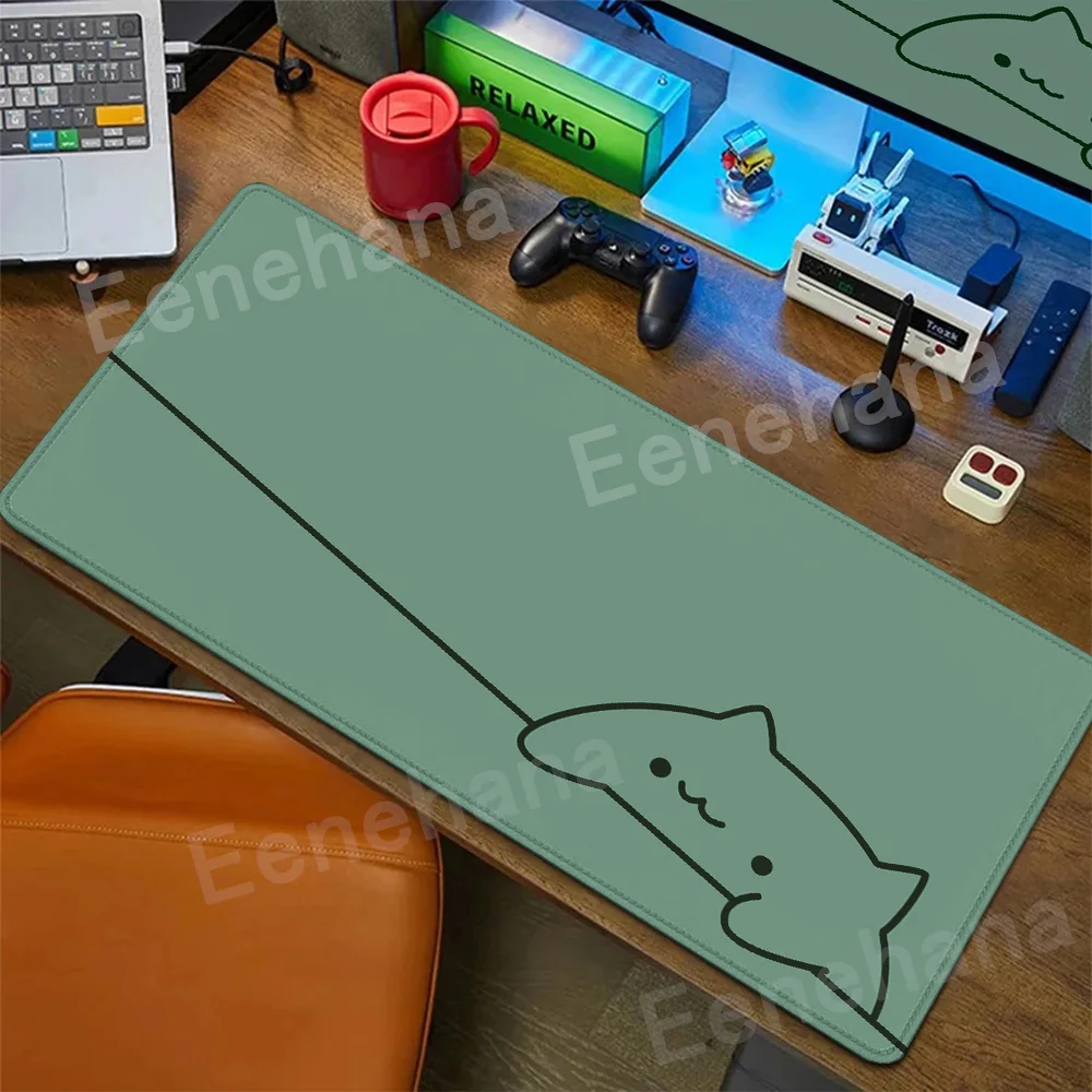 

Minimalistic Green Deskmat XXL Kawaii Cat Mouse Pad Gaming Laptop Large Mousepad Anime Office Carpet Gamer Keyboard Mouse Mats